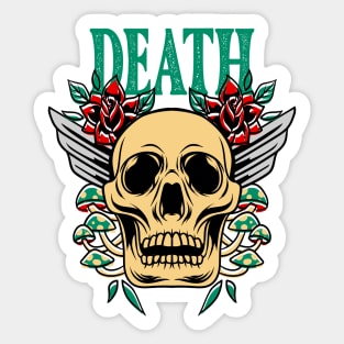 Vintage Skull - Death Rose Sticker